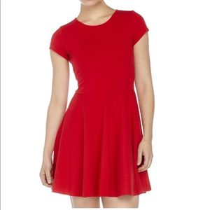 Parker red short sleeve skater mini dress
